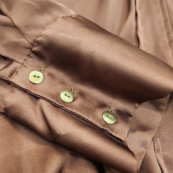 Zara Satin Effect Blouse, With Garter Band,Brown, Women's Large - Picture 10 of 12